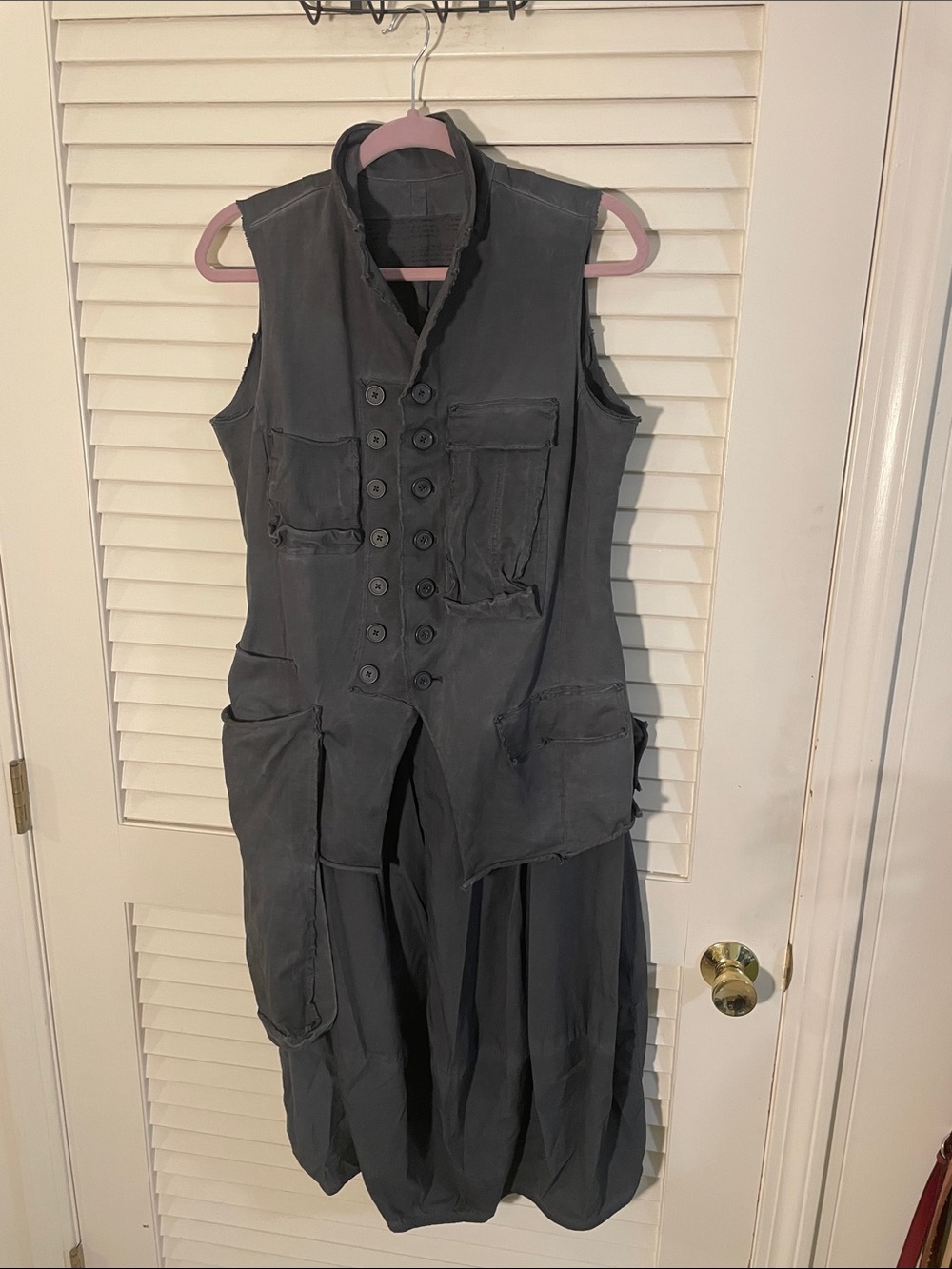 Rundholz Black Label Dark Gray Tang Waistcoat Midi Double Breasted Dress